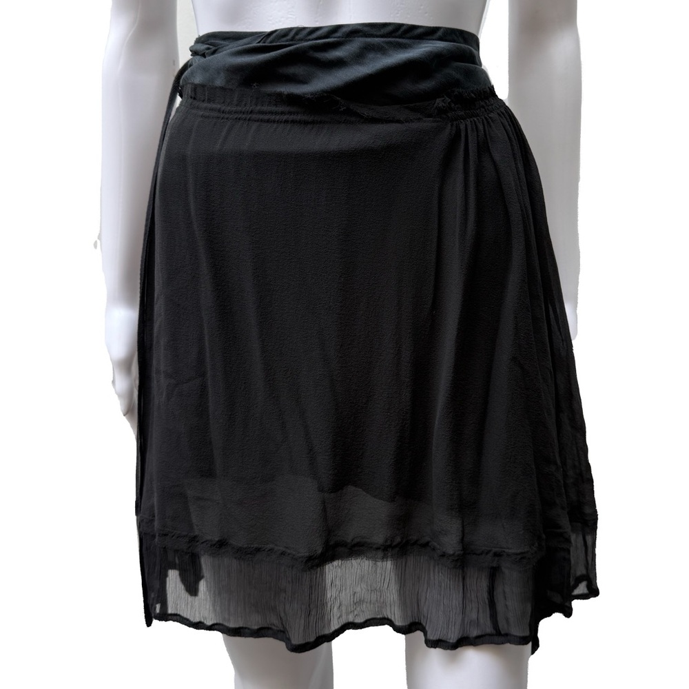NWT Ann Demeulemeester Black Silk Wrap Skirt | Size 38